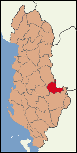 Bản đồ thể hiện vị trí của Quận Pogradec ở Albania