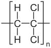 Skelettformel von Polyvinylidenchlorid =