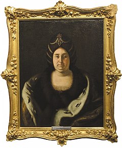 Портрет царицы в пожилом возрасте, одетой по новой европейской моде, картина Ивана Никитина, хранится в Троице-Сергиевой лавре
