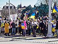 Foto aus Bern in der Schweiz: eine Demonstration gegen Putins Überfall.