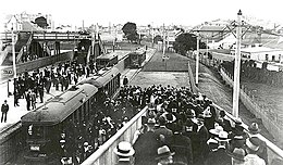 Former 1920 racecourse tram station and southern exit at Ascot Street.