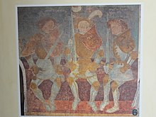 Fresco of Dietrich, Siegfried, and Dietleib. Runkelstein Castle, near Bozen, South Tyrol, c. 1400. Runkelstein Castle 22.jpg