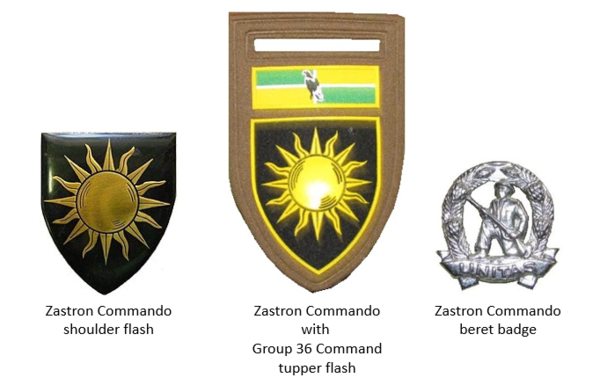 SADF дәуіріндегі Zastron Commando айырым белгілері