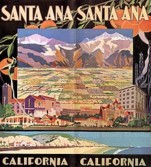 A city poster, c. 1932. Santa Ana promotional booklet (cover), circa 1932 (51898275593).jpg