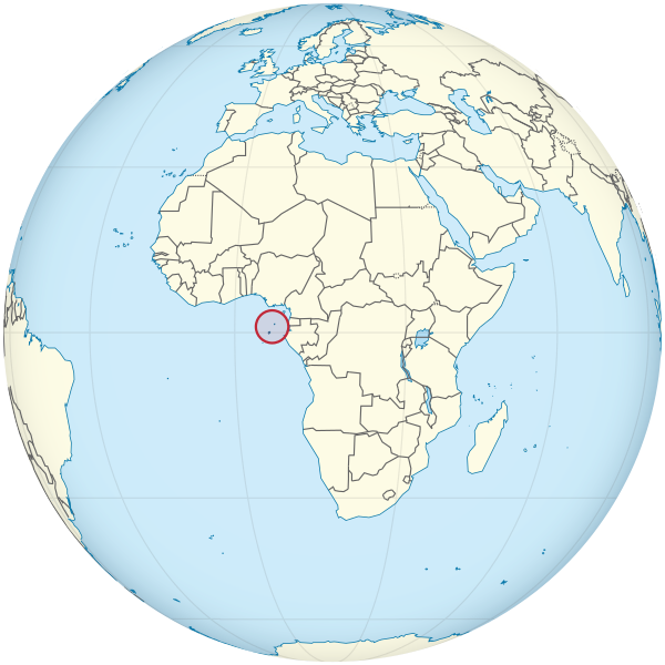 Sao Tome and Principe on the globe (Africa centered).svg