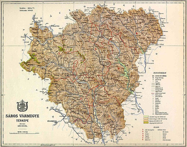 Poziția localității Comitatul Șaroș (Sáros)