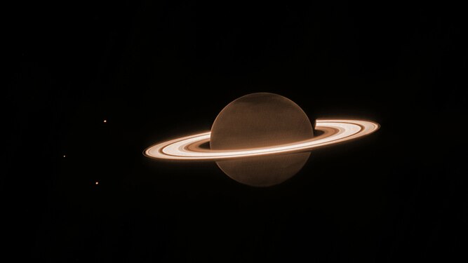 Saturn's rings, imaged by the NASA/ESA/CSA James Webb Space Telescope