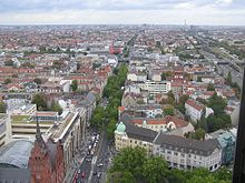 Blick über Steglitz mit der Schloßstraße vom Kreisel aus