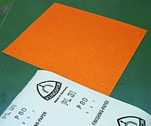 A German Klingspor sandpaper showing its backing and FEPA grit size. Schuurpapier2.JPG