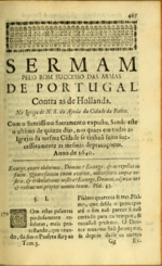 Thumbnail for Sermon for the Good Success of the Arms of Portugal Against Those of Holland