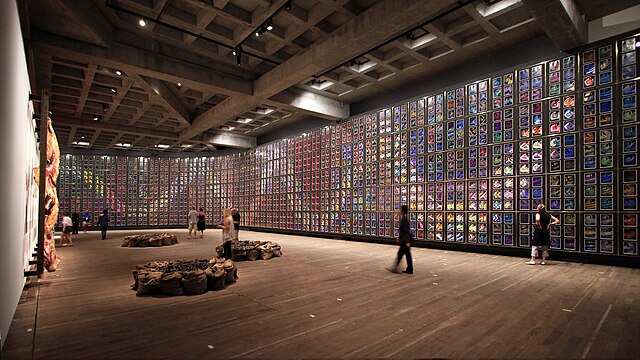 Sidney Nolan's Snake (1970-72), held at the Museum of Old and New Art in Hobart, is a giant Rainbow Serpent mural made of 1620 painted panels.