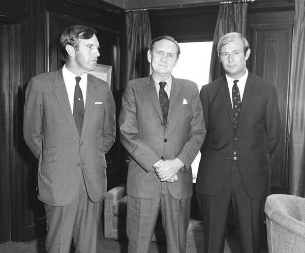 Anthony with John Gorton and Ian Sinclair on 2 February 1971.