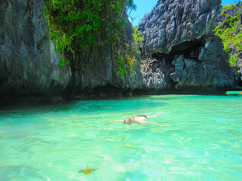 File:Snorkeling in the Green Lagoon, Bacuit Bay.JPG