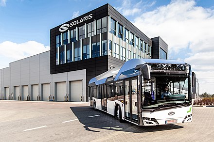 A Solaris Urbino 12 bus near its factory in Bolechowo, Poland