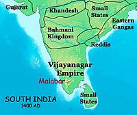 Map of South India in the 15th century South India in AD 1400.jpg