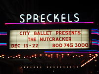 Spreckels sign at night (2013) Spreckels Theatre sign (2013) DSCN0454.JPG