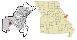 St. Louis County Missouri Incorporated and Unincorporated areas Ellisville Highlighted.svg