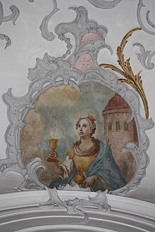 St. Barbara with chalice and tower and sword StUlrichMedallion10.jpg