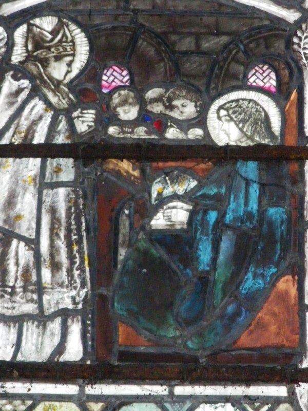 Aidan of Lindisfarne visits Hild. Gloucester Cathedral, by Christopher Whall.