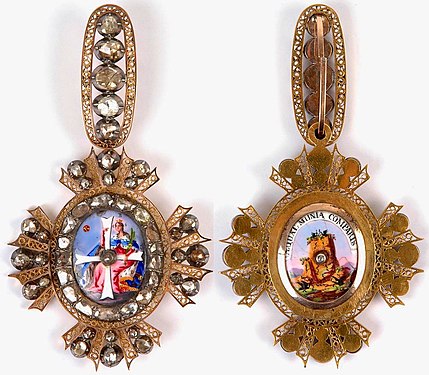 Знак к ордену Святой Екатерины (лицевая и обратная стороны)
