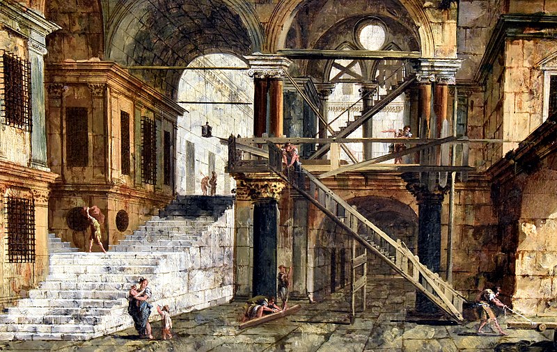 File:Stairwell in a Renaissance House, 1740s, by Michele Marieschi (1710-1743). Nationalmuseum, Stockholm, Sweden.jpg