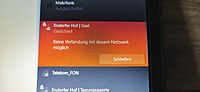 Status-Meldung des Betriebssystems MS Windows 10 Home bezüglich eines WLAN-Netzes mit einem Balken, dennoch kam keine Konnektivität zustande