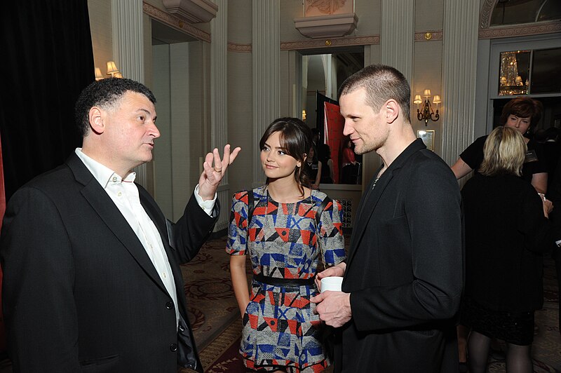 File:Steven Moffat, Jenna Louise Coleman, and Matt Smith, May 2013.jpg