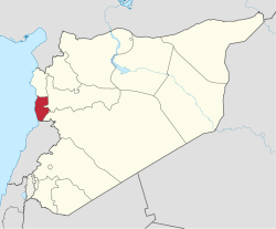 Bản đồ Syria với tỉnh Tartous được tô đậm