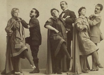 The Amazons 1894: left to right Katherine Florence, Gottschalk, Georgia Cayvan, Herbert Kelcey, Bessie Tyree and Fritz Williams(husband of Katherine Florence).[citation needed]