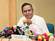The Union Steel Minister, Shri Beni Prasad Verma briefing the media after reviewing the performance of NMDC, in New Delhi on October 23, 2012.jpg