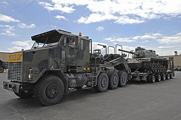 The Oshkosh M1070 HET is unusual in that while an 8x8 it has a single driven front axle, and a driven rear tridem