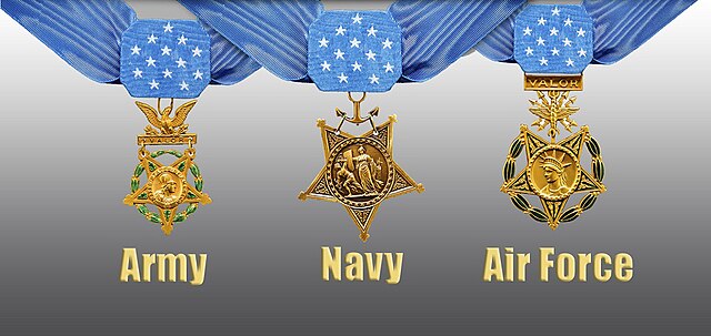 Medals of honor of three of the six military departments