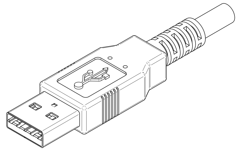 File:USB Type-A plug B&W.svg