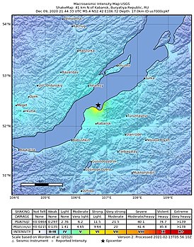 Эпицентр землетрясения в Республике Бурятия (2020) (Снимок USGS)