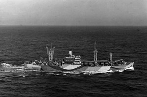 USS Tyrell (AKA-80) underway in the Atlantic Ocean on 5 January 1945 (USN 301930).jpg