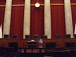 The interior of the United States Supreme Court Building, where oral arguments take place. Ussupremecourtinterior.JPG