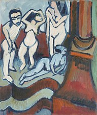 Ernst Ludwig Kirchner, Cztery postacie z drewna, 1912