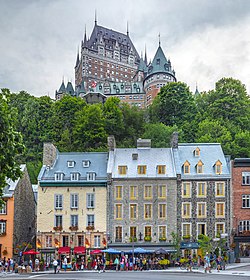 View of Old Quebec from Lower Town. Château Frontenac is visible at the top