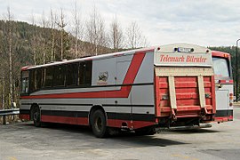 Volvo B9M godsbuss från 1986, levererad till Vest-Telemark Bilruter