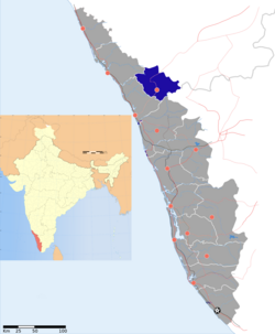 Location of Wayanad district in Kerala