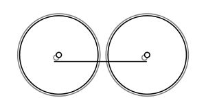 Diagram över två hjul, kopplade tillsammans med en kopplingsstång