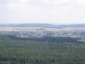 Zaverces apriņķa ainava (skats no kalna uz Kročices gminas Kročices ciemu)