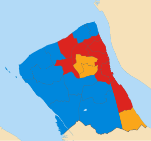 Wirral Council Wahlergebnisse Karte 1991.svg