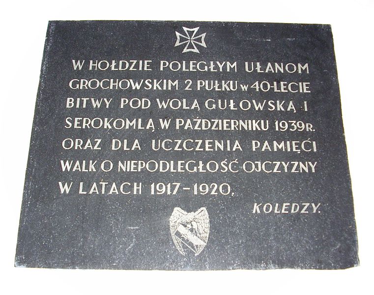 File:Wola Gulowska tablica w holdzie poleglym ulanom.jpg