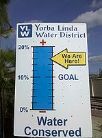 These signs were placed at various locations throughout the jurisdiction during the summer of 2009 as a result of expected shortages. Yorba Linda Water District.jpg