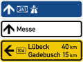 Zeichen 434-52 Tabellenwegweiser, aufgelöste Form (nur innerorts) mit Bundesstraßen­nummer