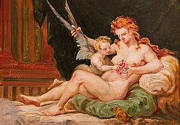 Femme (Venus) tenant les ailes de l'amour (Woman holding cupid's wings) Jean-Baptiste Cariven