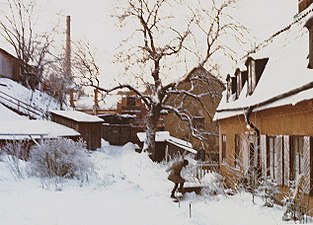 Öbergska gården och Kopparslagarhusets gavel, 1968.