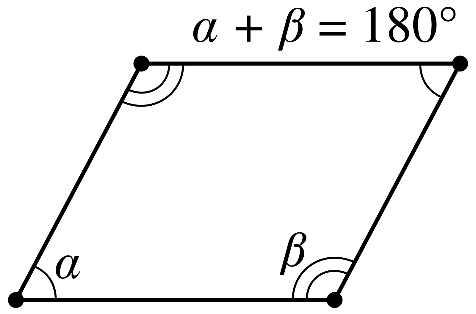 В параллелограмме сумма противоположных равна 180