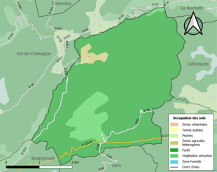 Barevná mapa znázorňující využití půdy.